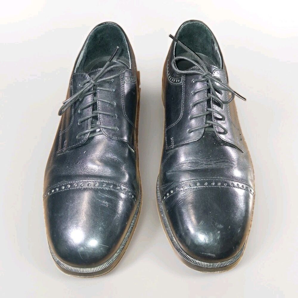Nunn Bush Mens Black Leather Cap Toe Oxford Dress Shoes Size 9 M Lace Up 81156